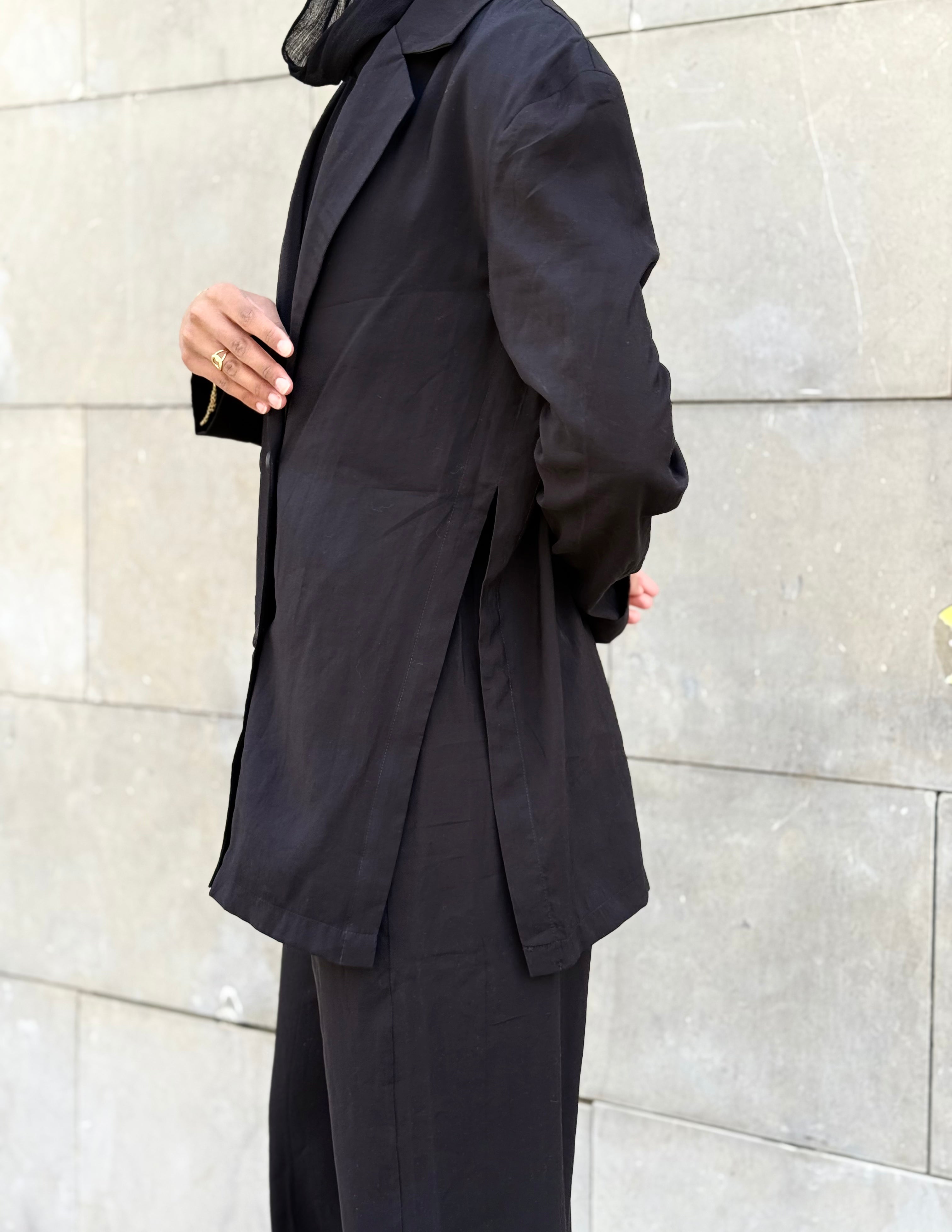 Buttoned Slit Blazer set