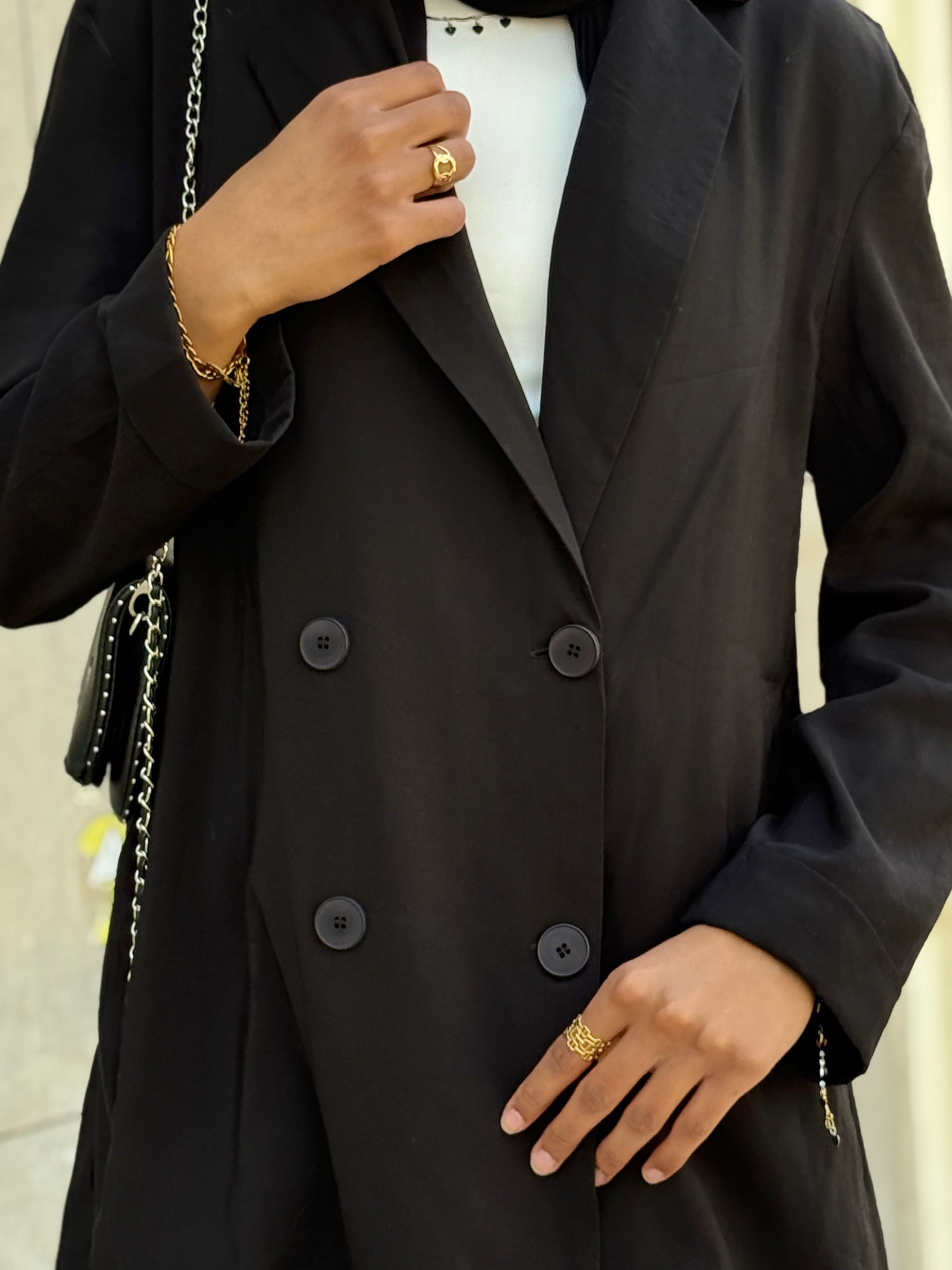 Buttoned Slit Blazer set