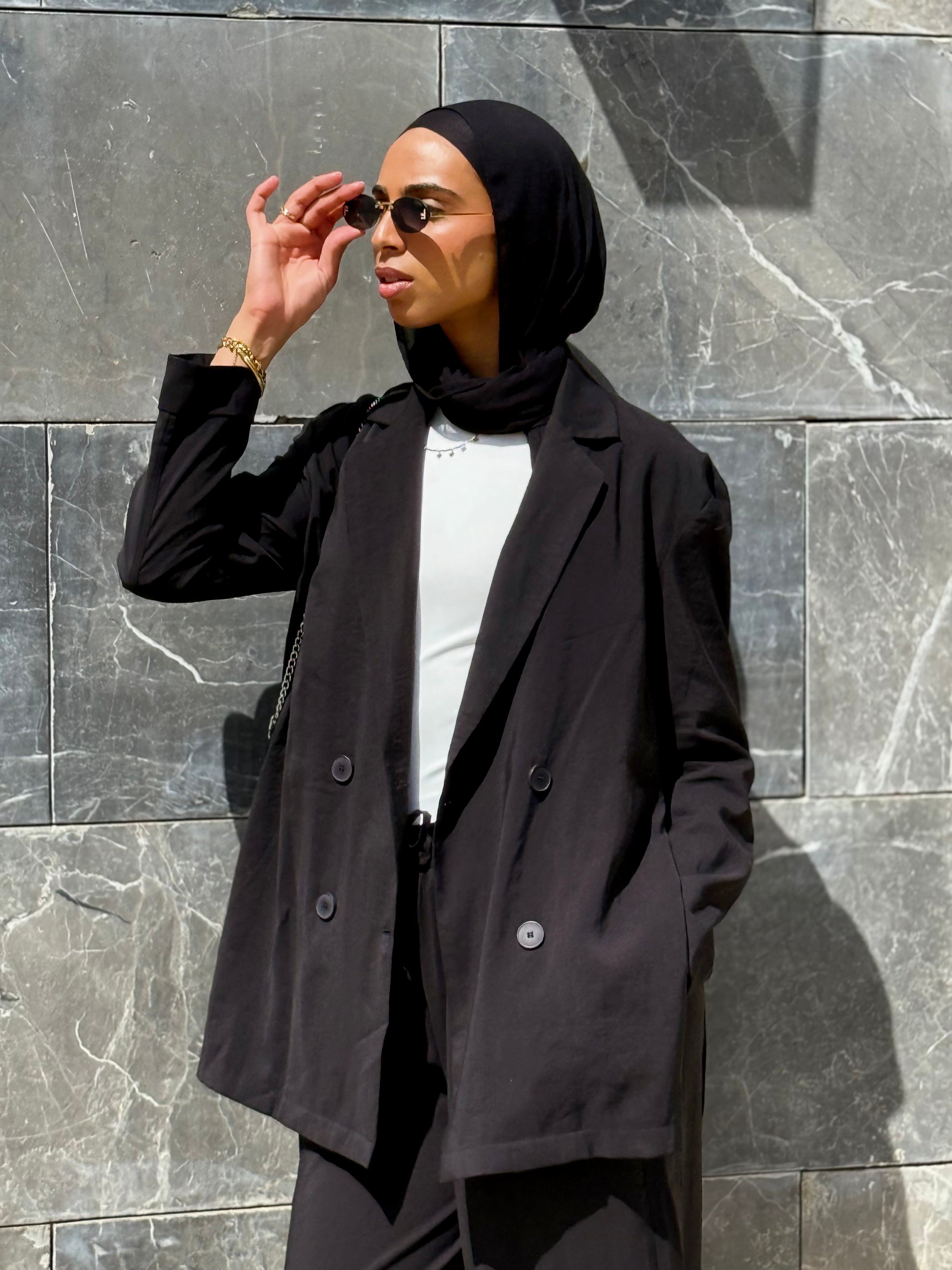 Buttoned Slit Blazer set