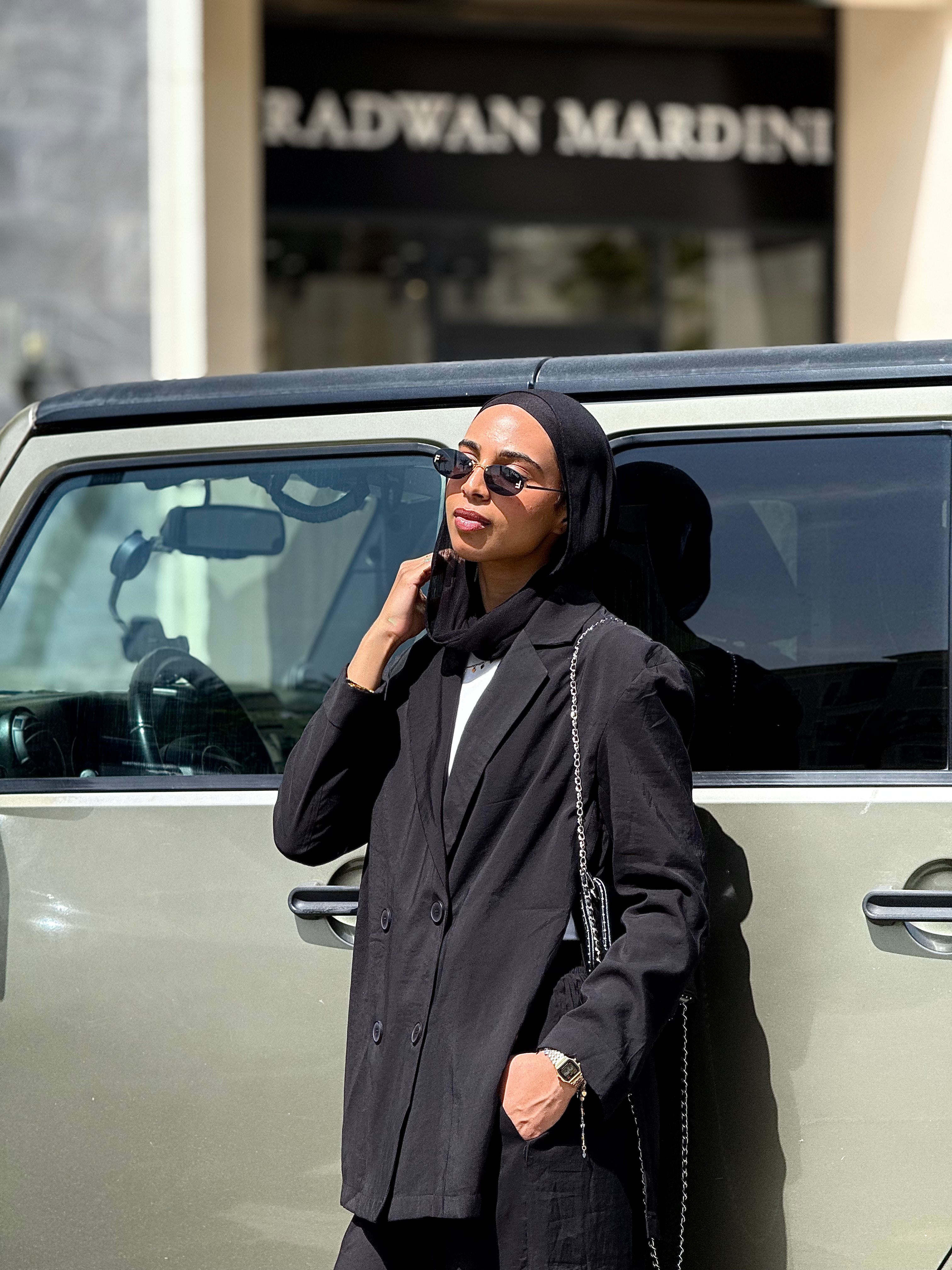 Buttoned Slit Blazer set