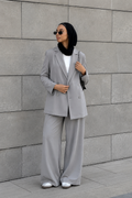 Buttoned Slit Blazer set